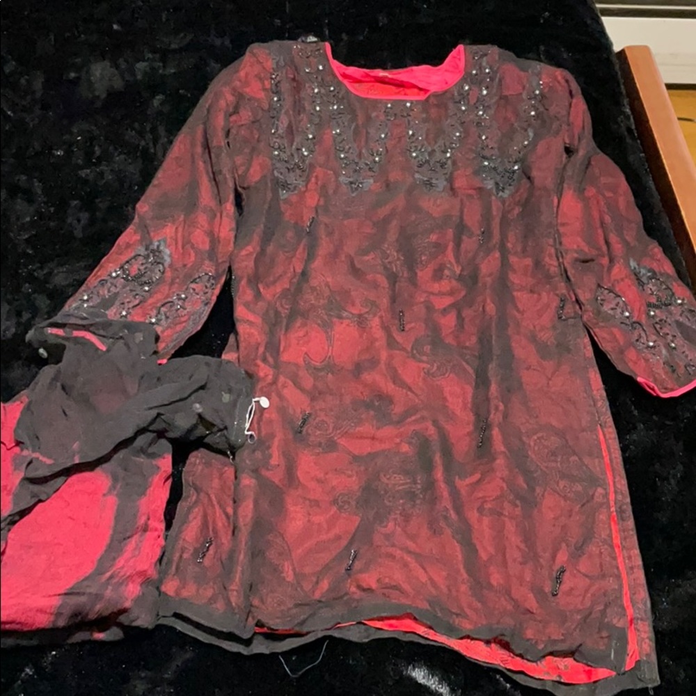 red and black shalwar kameez
